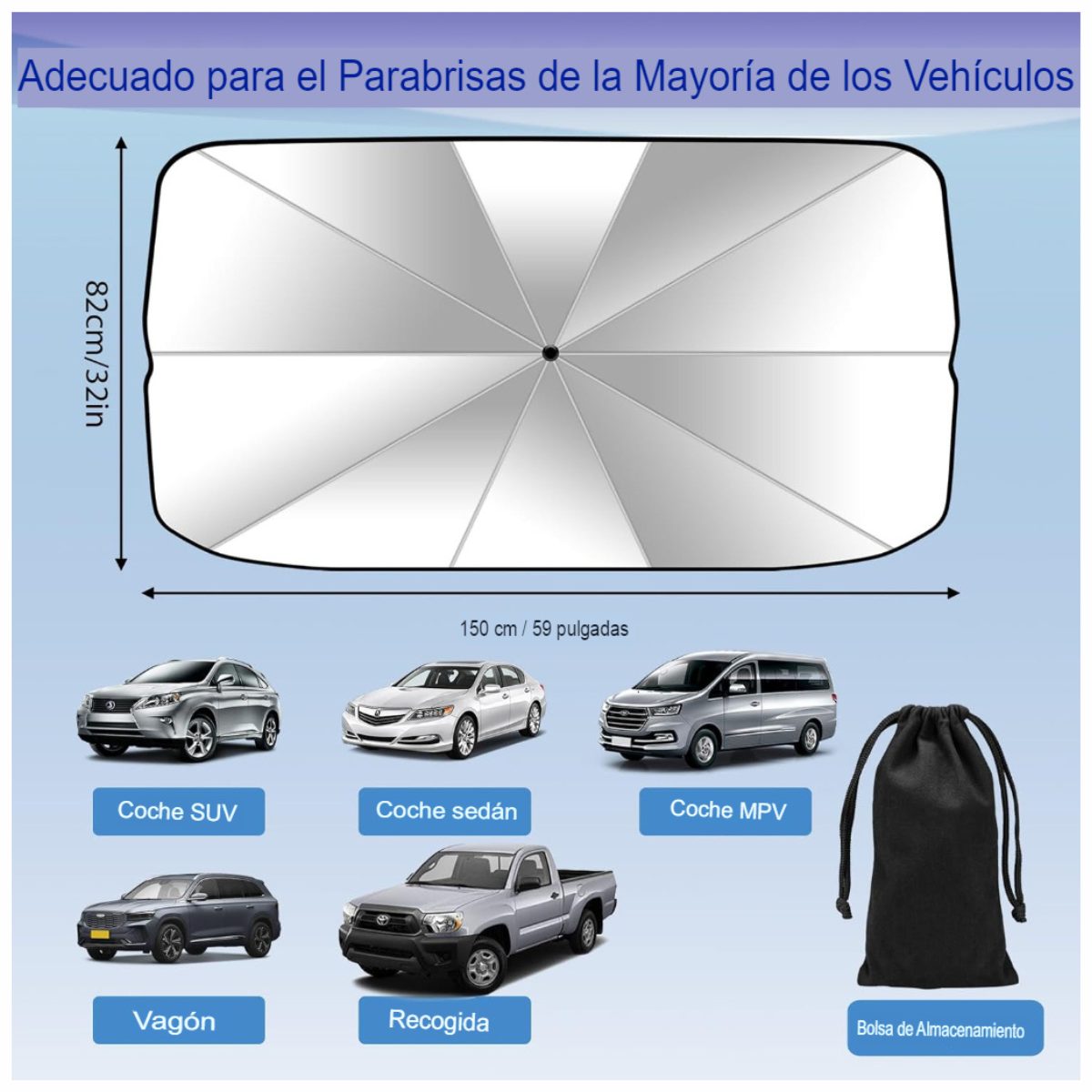 Parasol Plegable para Auto Retráctil